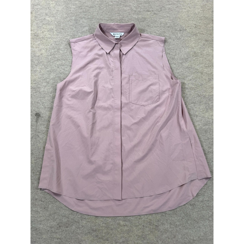 Athleta Everlasting Tank Top Womens Medium Smoked Mauve Sleeveless Button Front